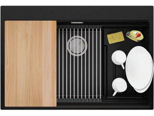Küchenspüle aus Granit ohne Abtropffläche mit großem Becken XXL Oslo 40 Top + Gratisgeschenk