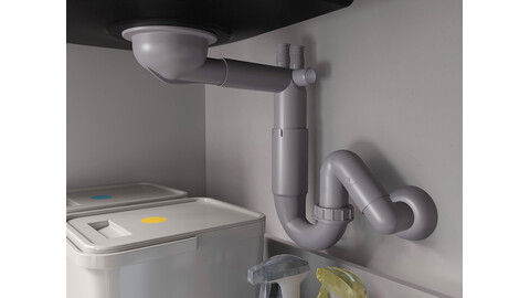 Automatischer Teleskop-Siphon Raumsparsiphon (Drehknopf) - rechteckiger Überlauf