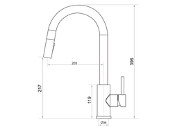 Küchenarmatur mit ausziehbarer Brause und 2 Strahlarten Primagran 9010