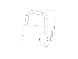 Küchenarmatur mit ausziehbarer Brause und 2 Strahlarten Primagran 9070