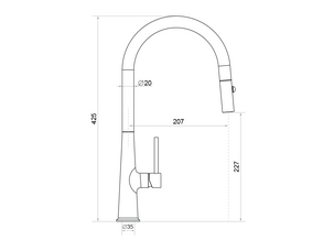 Küchenarmatur mit ausziehbarer Brause und 2 Strahlarten Primagran 9090