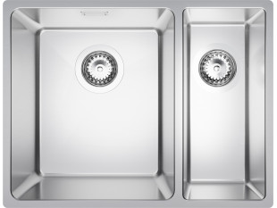 New York 60 Slim Duo Küchenspüle aus Stahl mit 1,5 Becken ohne Abtropffläche